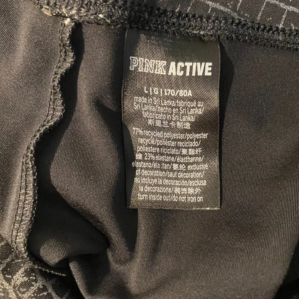 Pink Active Victoria's Secret Black Crocodile‎ Print Leggings Size Large